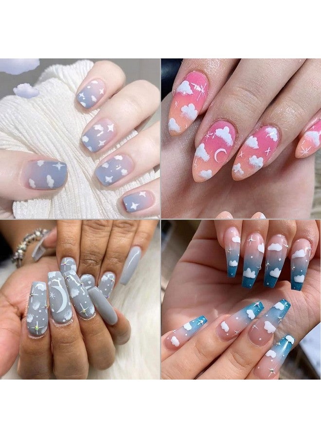 8 Sheets Cloud Moon Nail Stickers 3D Black White Design Selfadhesive Nail Art Decalsflame Starlight Butterflies Diy Manicure Decorations For Women Girls