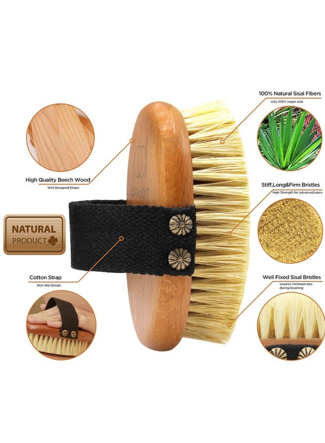 Icandoithigh Strength Dry Body Brush For Skinnatural Bristle Exfoliating Massage Brush For Cellulite And Lymphaticstiff Tampico Improve Circulationstop Ingrown Hairsreduce Acnesoften Skin