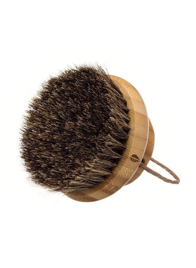 Hydréa London Round Natural Body Brush With Mane/Cactus Bristle For Dry Brushing To Exfoliate Remove Dead Skin Cellulite And Aid Lymphatic Drainage.