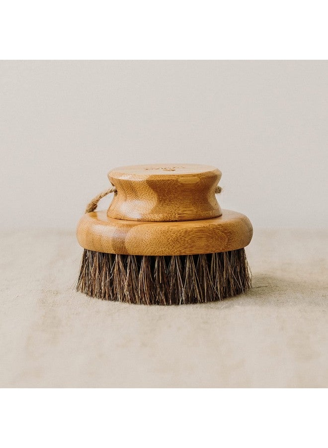 Hydréa London Round Natural Body Brush With Mane/Cactus Bristle For Dry Brushing To Exfoliate Remove Dead Skin Cellulite And Aid Lymphatic Drainage.