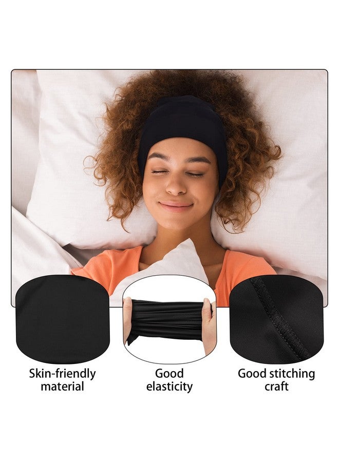 4 Pieces Satin Head Wrap Satin Lined Hair Cover Sleep Cap No Fading Slouchy Skull Night Sleeping Beanie For Frizzy Curly Hair (Black Coffee Wine Red Navy Blue)