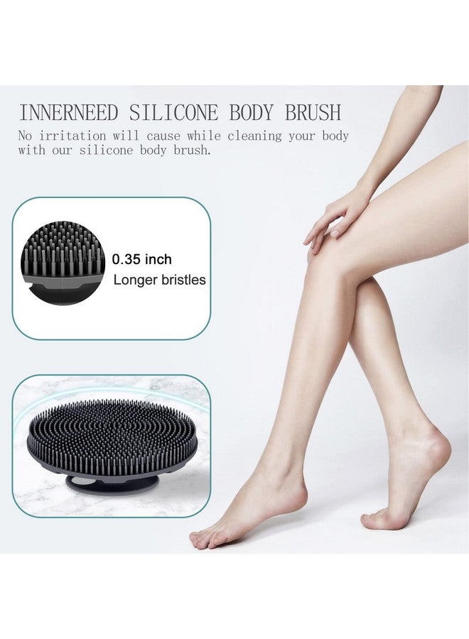 Foodgrade Soft Silicone Body Scrubber Shower Brush Handheld Cleansing Skin Brush Gentle Exfoliating And Lather Well (Black)