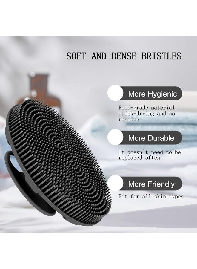 Foodgrade Soft Silicone Body Scrubber Shower Brush Handheld Cleansing Skin Brush Gentle Exfoliating And Lather Well (Black)