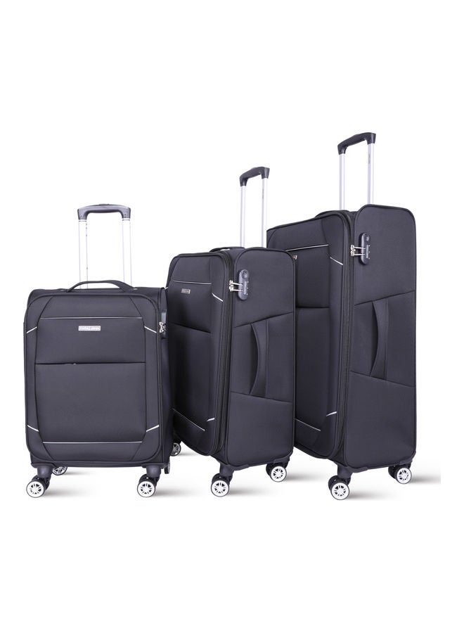 3-Piece Softside Luggage Trolley Set Black