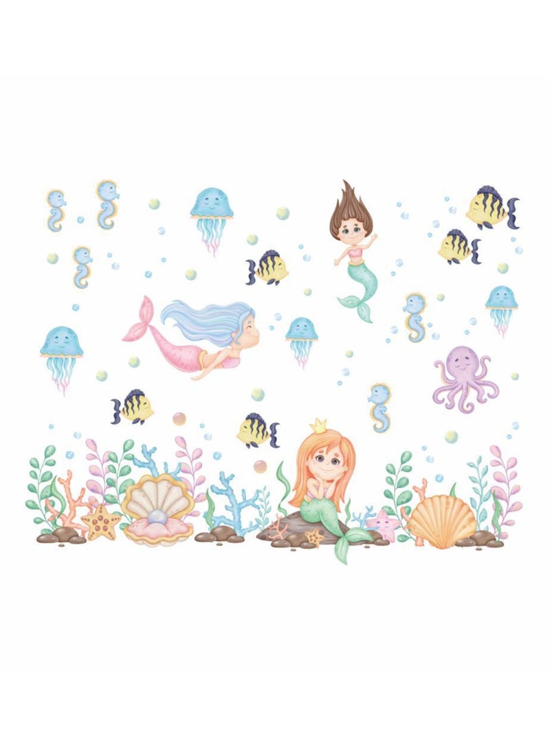 Lovely Underwater World Marine Animals Wall Stickers Perfect For Kids' Bedrooms BathroomAnd Nurseries