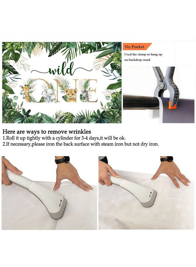 Safari Wild One Backdrop For Boy Jungle Animal First Birthday Party Photography Background Green Gold Wild One 1St Birthday Photoshoot Party Decorations Backdrop (7X5Ft)