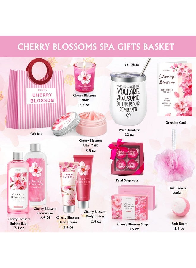 Gifts for Women Birthday Gifts, Bath and Body Gifts Set- 10 Pcs Christmas Valentine's Mother's Day Gifts and Cherry Blossoms Self Care Package Gifts Women, Relaxing Gifts Basket