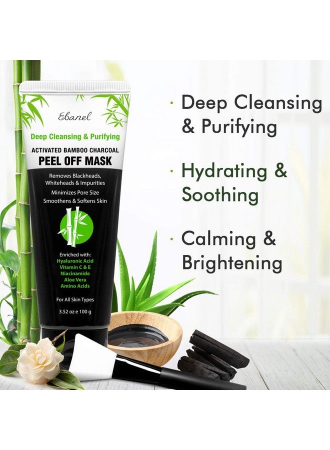 Blackhead Remover Charcoal Peel Off Face Mask With Brush Deep Cleansing Purifying Charcoal Mask Pore Cleaner Minimizer With Niacinamide Hyaluronic Acid Aloe Green Tea Brush May Vary