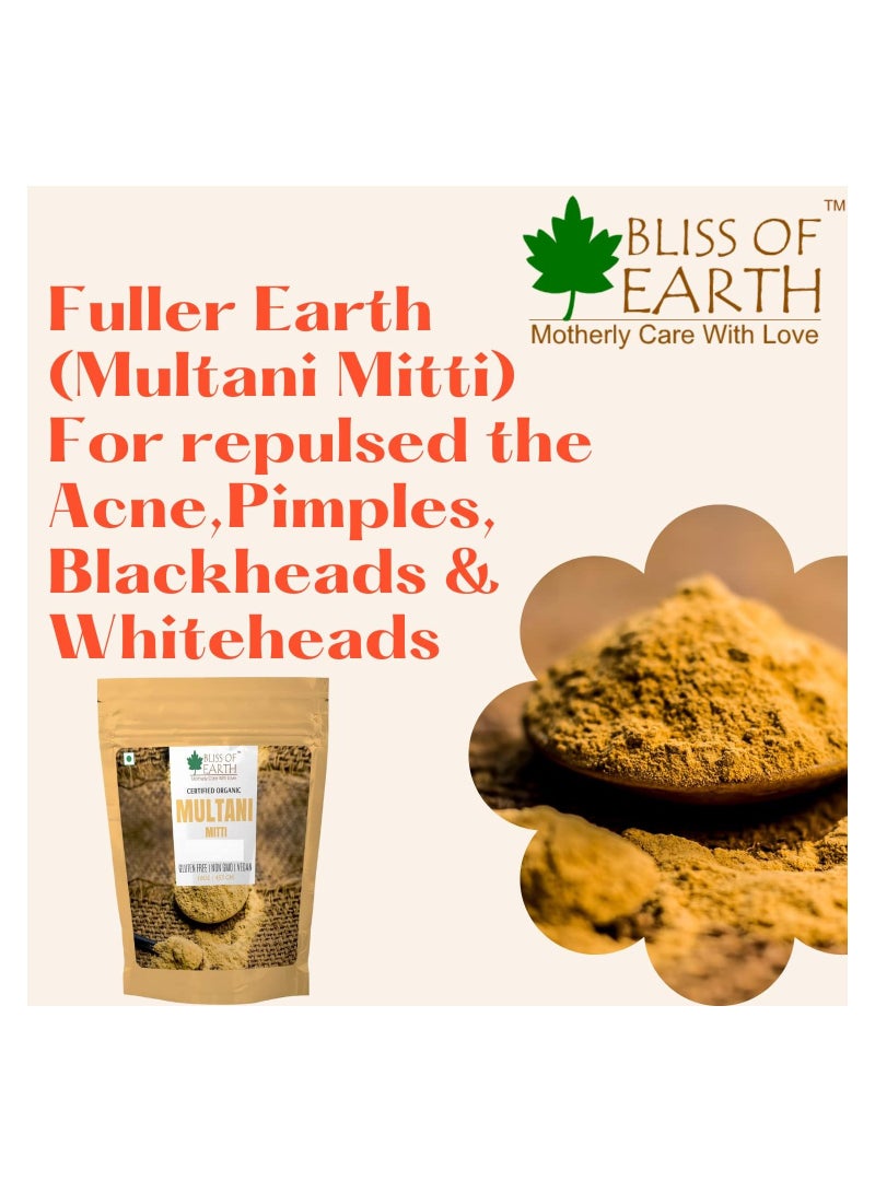 Bliss of EARTH 100% Pure Multani Mitti Powder  Fuller's Earth Powder Great For Hair Face Skin 453gm Pack of 5