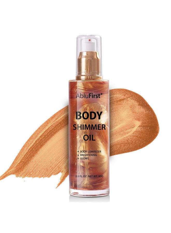4 Colors Shimmer Body Oil Face Glitter Summer Body Moisturizing Light Shimmering Glow Non Sticky Party Body Luminizer And Illuminator Smooth (2.8 Fl Oz Pack Of 1 Bronze Gold)