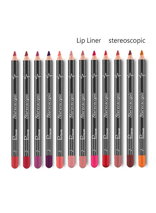 Lip Liner Pencil 12 Pcs High Pigmented Creamy Matte Lip Liner Set Girls And Women Lipstick Pen Lip Makeup Gift Sets For Daily/Travel/Party/Work