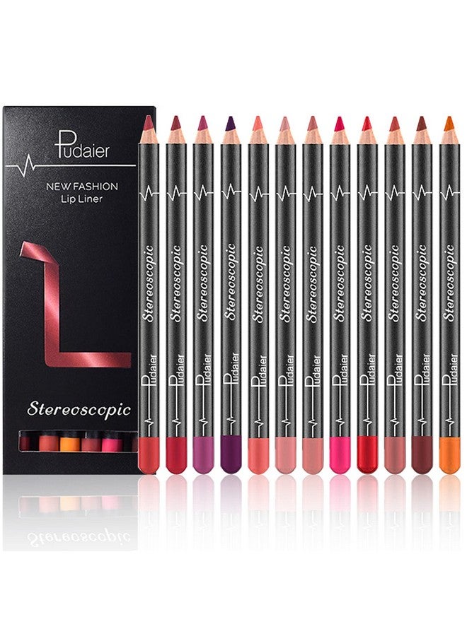 Lip Liner Pencil 12 Pcs High Pigmented Creamy Matte Lip Liner Set Girls And Women Lipstick Pen Lip Makeup Gift Sets For Daily/Travel/Party/Work