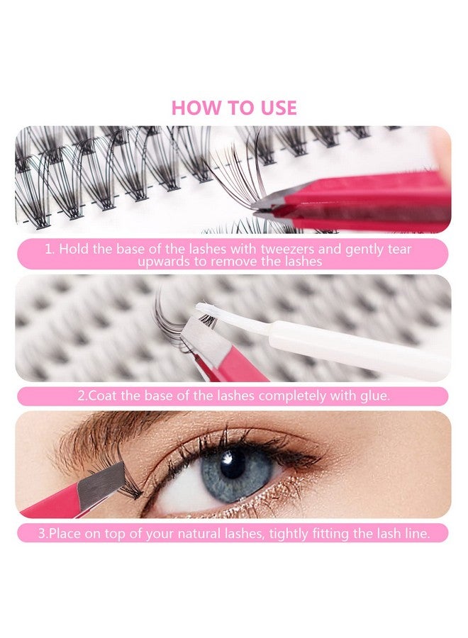 Diy Eyelash Extension Kit Individual Lashes Kit With Glue And Tweezers，0.10Mm914Mm Mixed Cluster Lashes Kit For Lash Extension At Home（10D）