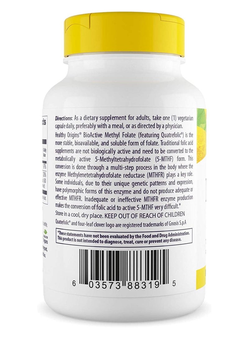 Methyl Folate Bioactive - The more stable, bioavailable, and soluble form of folate - 800mcg - 120 Veggie Caps - Dietary Supplements