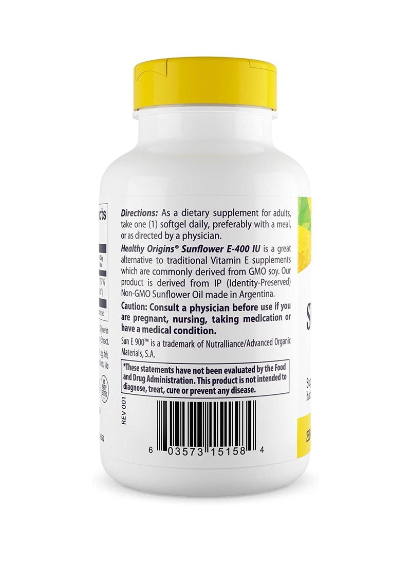 Vitamin E, 400 IU Sunflower (Sun E 900) - Vitamin E Supplement - Hair, Skin & Nails Vitamins - Non-GMO & Gluten-Free Supplement - 120 Softgels