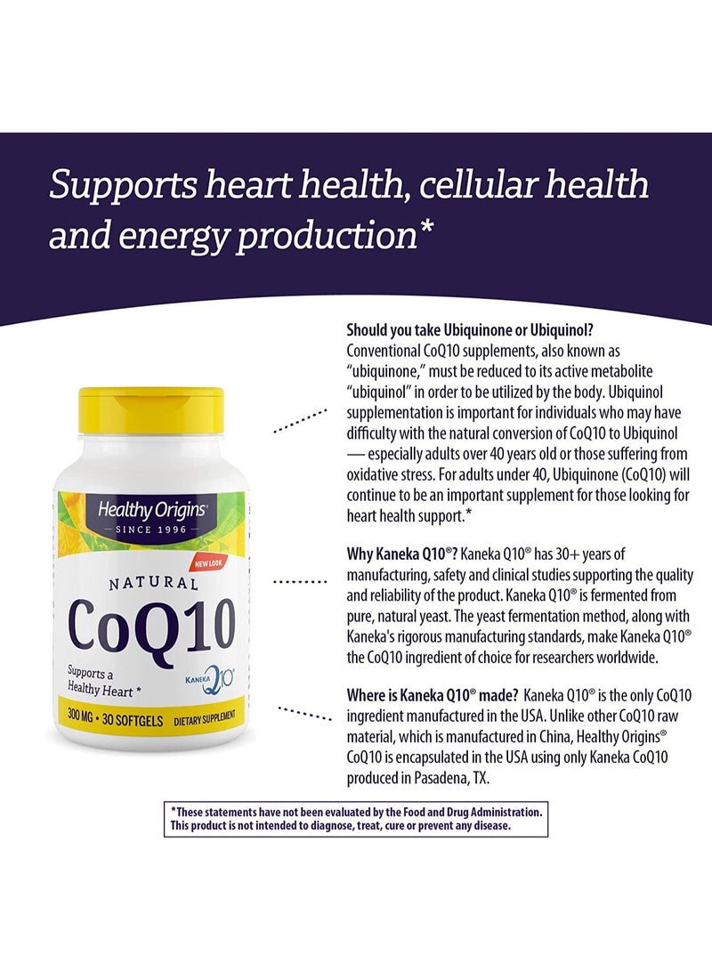 CoQ10 (Kaneka Q10), 300 mg - Support a Heart Health & Dietary Supplement - 30 Softgels