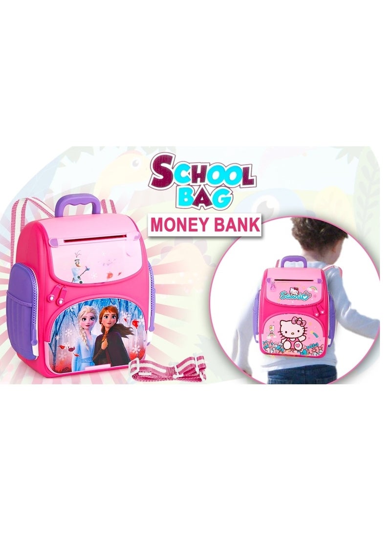 ATM Bank Money Saving Bank for Real Money Cash Coin School Bag Musical Money Safe for Kids Savings Bank with Finger Print Sensor