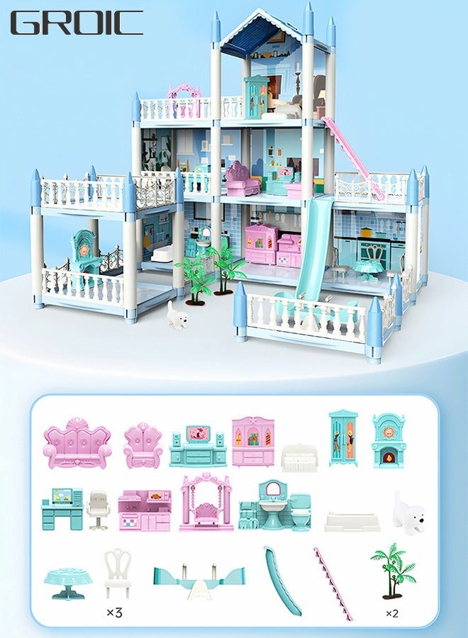 Doll House Dreamhouse for Girls,3-Story 7 Rooms Doll House,Fully Furnished Dollhouses,Pretend Play House with Accessories,Play House Accessories