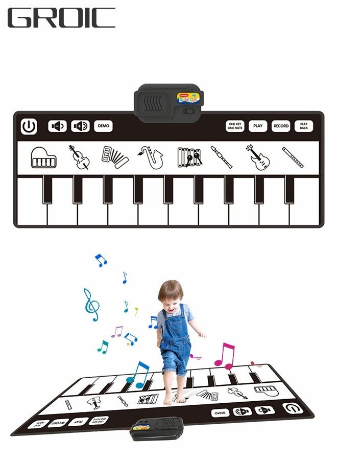 Kids Musical Mats with Music Sounds with 10 Keys, Musical Toys Toddler Music Piano Keyboard Dance Mat Carpet Touch Playmat Birthday Gift Toys for Baby Girls Boys