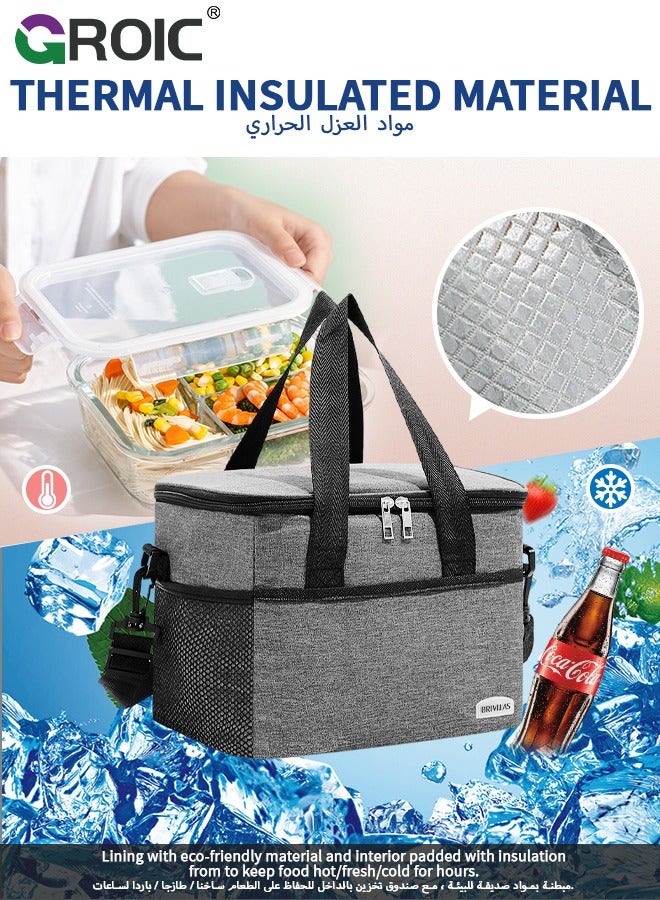 Portable Picnic Basket Large Capacity Lunch Bag Picnic Cooler Bag Insulated Picnic Basket, Picnic Cooler, Oxford Cloth Crossbody Portable Outdoor Picnic Bag Picnic Supplies Camping Accessories