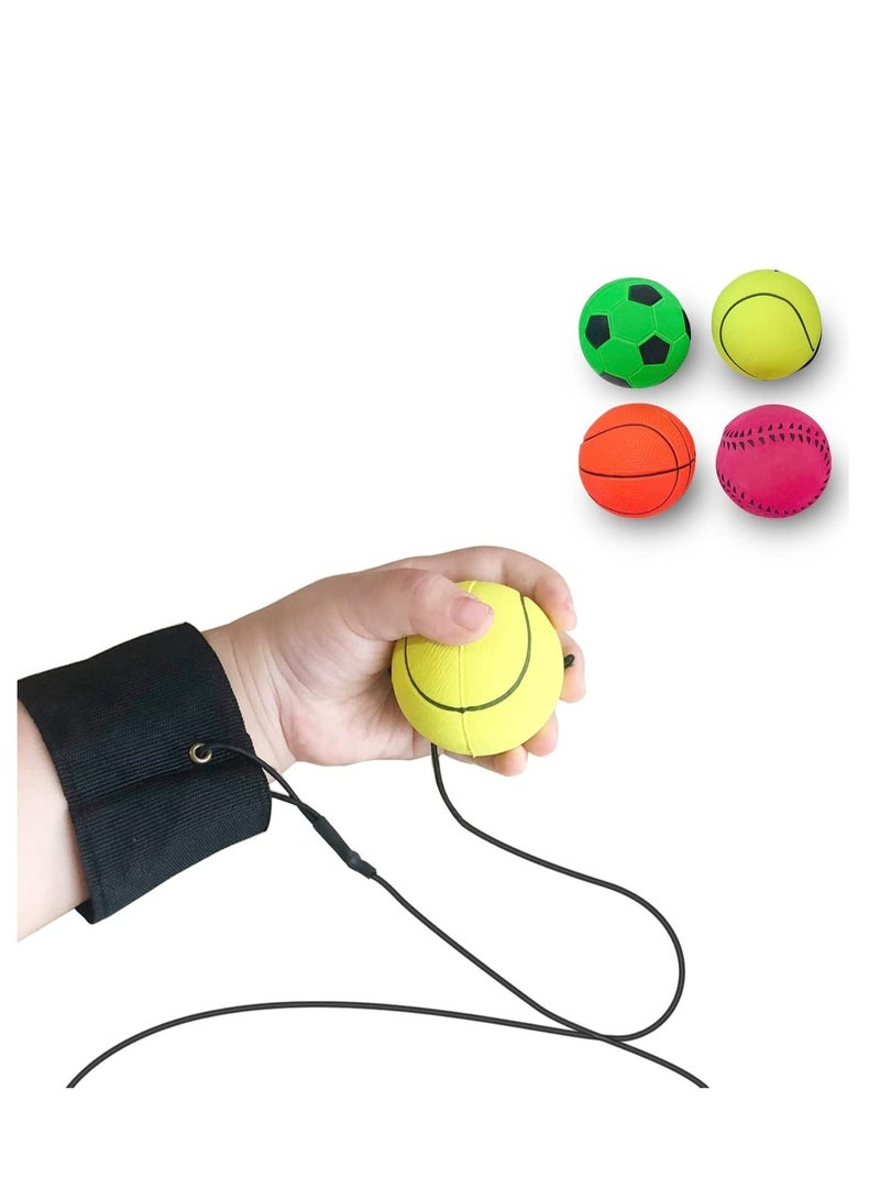 1.85 Inch Wrist Return Ball Sports Band Balls On A String Rubber Rebound (Basketball Baseball Soccer) Wristband Toy for Children Kids Gift Party Favor Exercise or Play