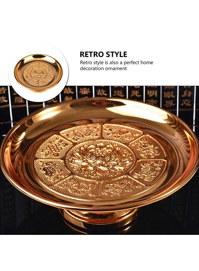 Buddhist Plate Offering Bowl Footed Food Dessert Snack Blessing Bowl For Altar Rituals Incense Smudging Decoration Golden 7Inch