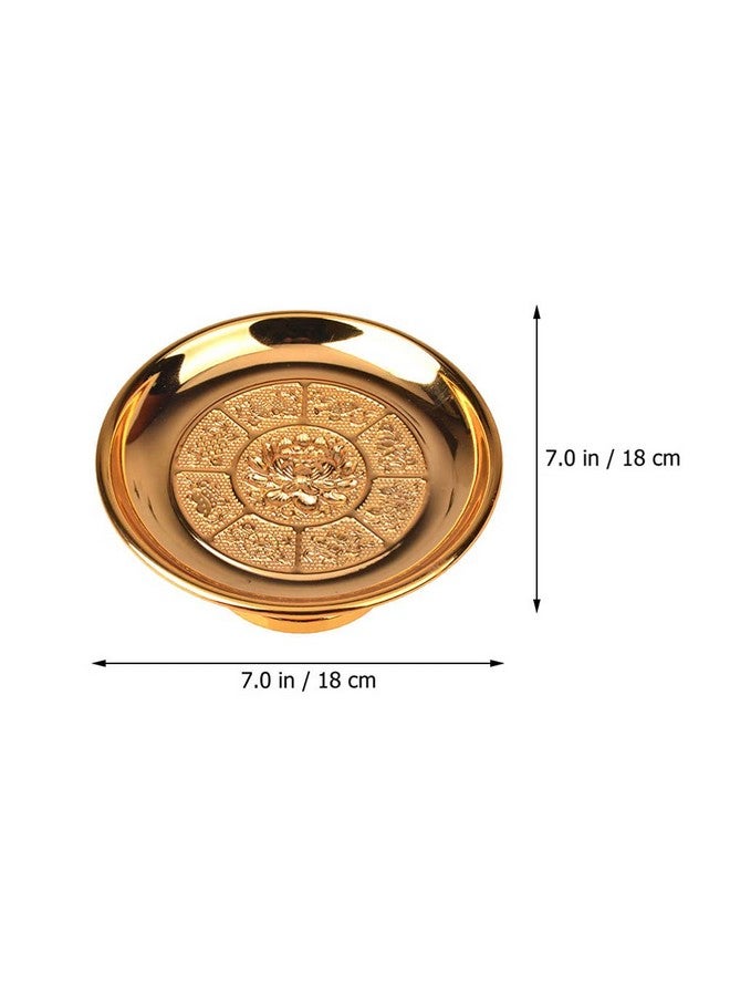 Buddhist Plate Offering Bowl Footed Food Dessert Snack Blessing Bowl For Altar Rituals Incense Smudging Decoration Golden 7Inch