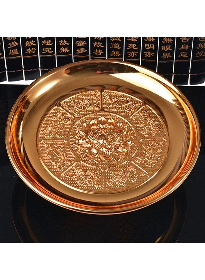 Buddhist Plate Offering Bowl Footed Food Dessert Snack Blessing Bowl For Altar Rituals Incense Smudging Decoration Golden 7Inch