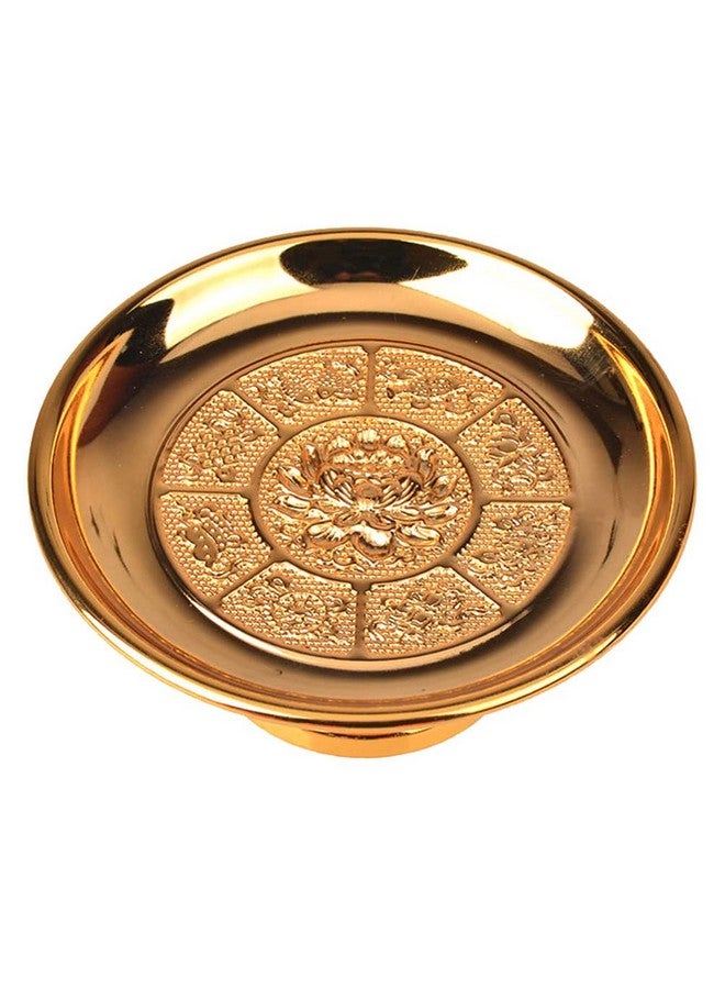 Buddhist Plate Offering Bowl Footed Food Dessert Snack Blessing Bowl For Altar Rituals Incense Smudging Decoration Golden 7Inch