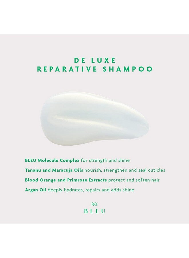 Bleu De Luxe Reparative Shampoo ; Hydrates + Strengthens + Adds Shine ; Vegan Sustainable + Crueltyfree ; 8.5 Oz