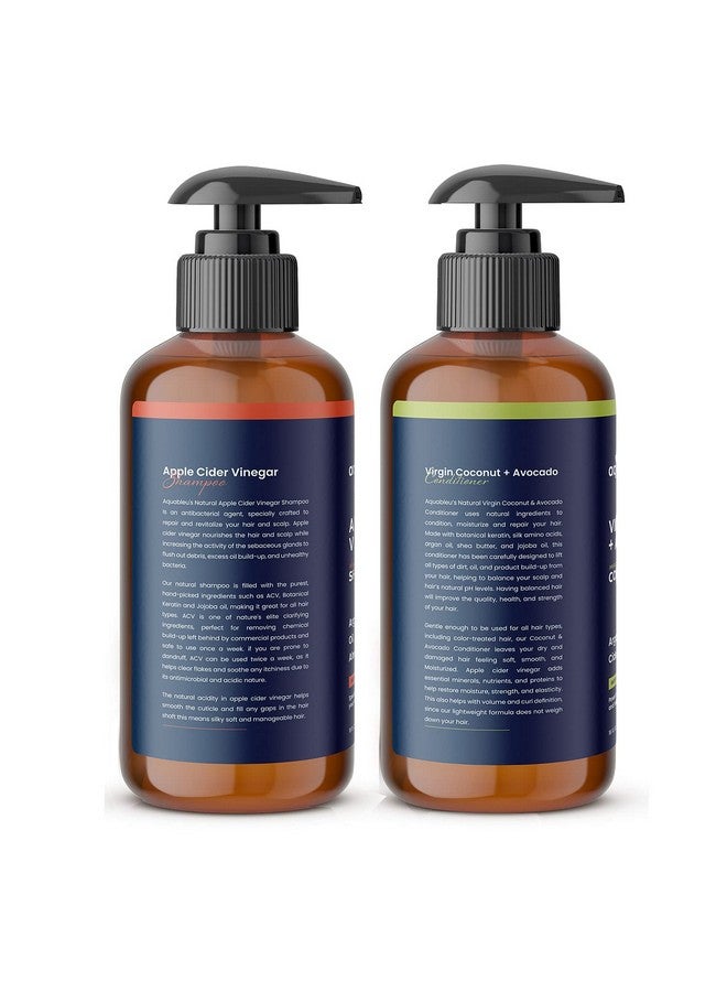 Apple Cider Vinegar Shampoo And Virgin Coconut & Avocado Conditioner Set Clarifying And Restorative For Scalp While Deeply Nourishing Ends Sulfate Free Safe For Color Treated Hair 16Oz