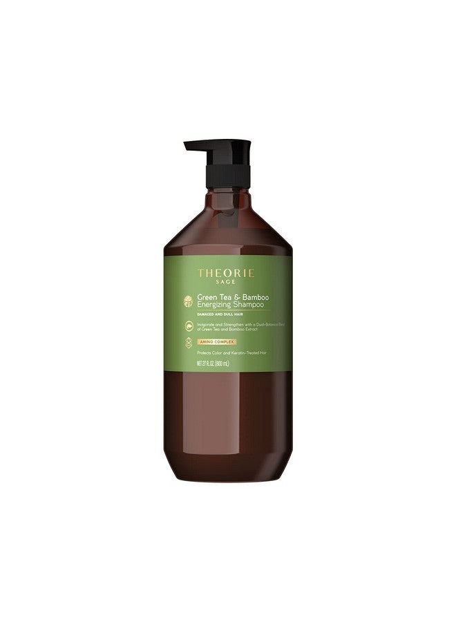 Green Tea And Bamboo Energizing Shampoo Invigorate & Strengthen Irresistible Scent Of Green Tea Jasmine Amber & Cypress For Damaged & Dull Hair Color & Keratin Safe / 800Ml