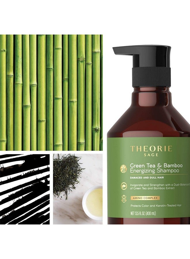Green Tea And Bamboo Energizing Shampoo Invigorate & Strengthen Irresistible Scent Of Green Tea Jasmine Amber & Cypress For Damaged & Dull Hair Color & Keratin Safe / 800Ml