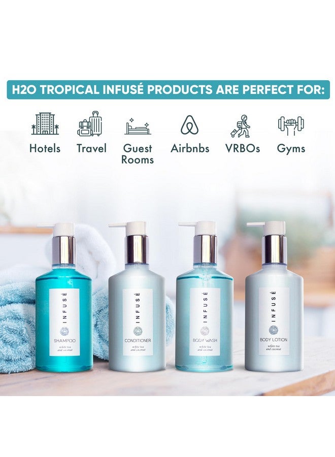 H2O Tropical Infuse Amenities Set10.14 Oz. Pumps (1 Of Each) Shampoo Conditioner Hand/Body Wash And Lotion