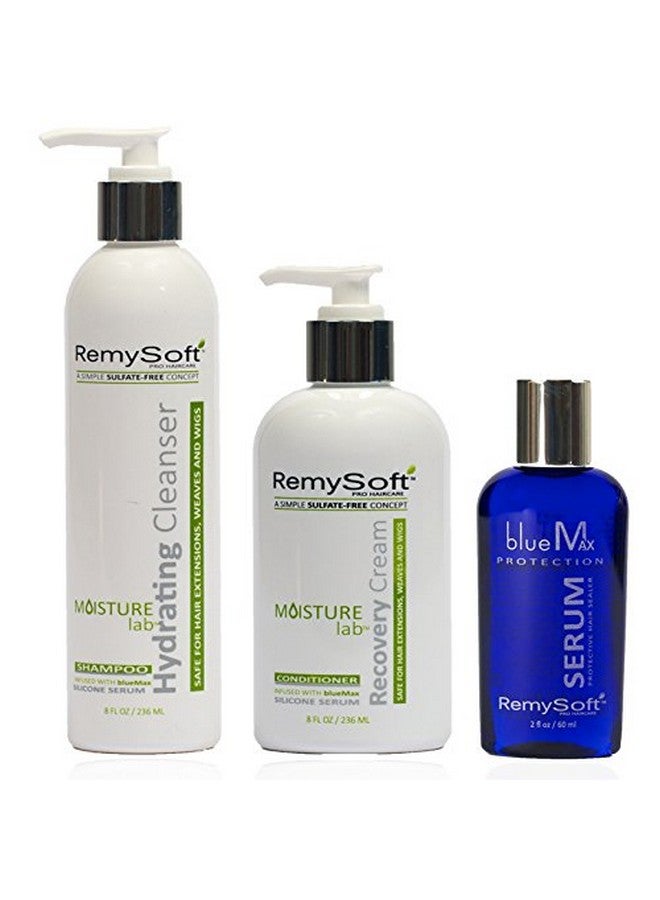 Moisturelab System Safe For Hair Extensions Weaves And Wigs Salon Formula Shampoo Conditioner & Serum Gentle Sulfatefree Lather