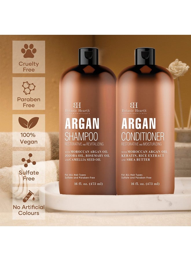 Argan Oil Shampoo And Conditioner Set With Keratin Restorative & Moisturizing Sulfate Free All Hair Types & Color Treated Hair Men And Women (Packaging May Vary) 16 Fl Oz Each