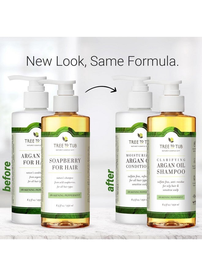 Sulfate Free Shampoo And Conditioner Set For Oily Hair Frizz Sensitive Scalp Hydrating Argan Oil Shampoo And Conditioner For Women & Men W/Organic Coconut Oil All Natural Peppermint