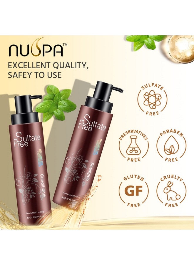 Natural Organic Sulfate Free Moroccan Argan Oil Shampoo And Conditioner Set Color Safe Treatment Uv Protection Intense Moisturizing For Dry Damaged Frizzy Volumizing For Thin Hair 14 Ounce
