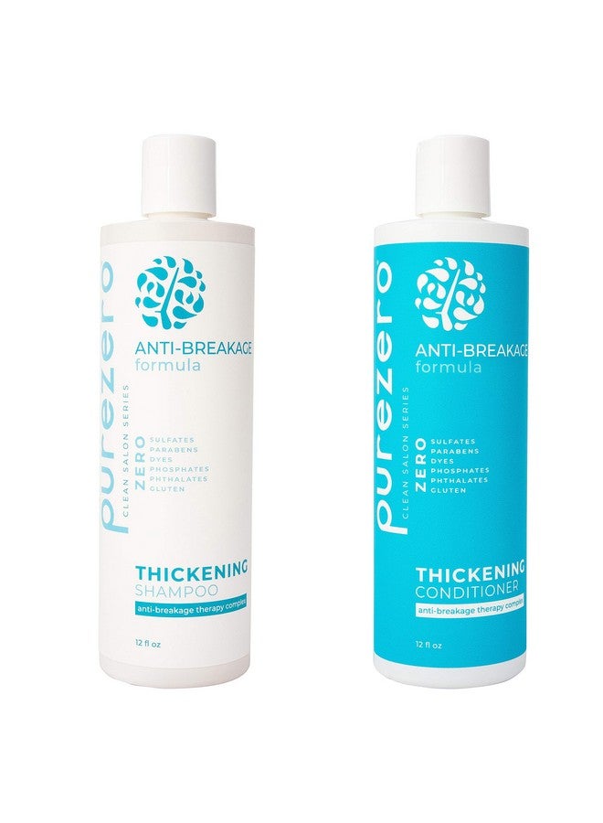 Antibreakage & Thickening Shampoo Conditioner Set Antithinning For Hair Loss & Hair Thinning Zero Sulfates Parabens Dyes 100% Vegan & Cruelty Free Color Safe