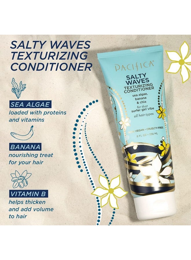 Beauty Salty Waves Texturizing And Moisturizing Conditioner Banana Scent For All Hair Types Vitamin B + Vitamin E Beach Hair Beachy Waves Sulfate Free Vegan & Cruelty Free