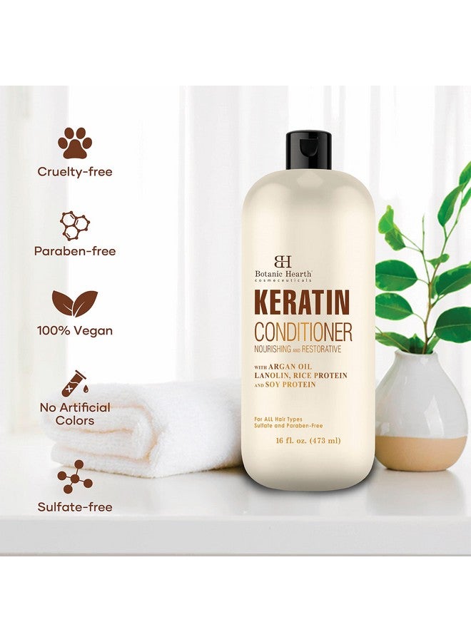 Keratin Conditioner With Argan Oil Natural Sulfate Free Keratin Hair Treatment For Normal Dry Or Damaged Hair All Hair Types Women And Men Color Treated Hair 16 Fl Oz