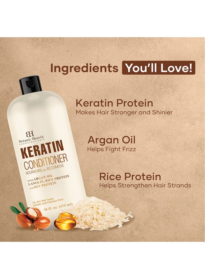 Keratin Conditioner With Argan Oil Natural Sulfate Free Keratin Hair Treatment For Normal Dry Or Damaged Hair All Hair Types Women And Men Color Treated Hair 16 Fl Oz