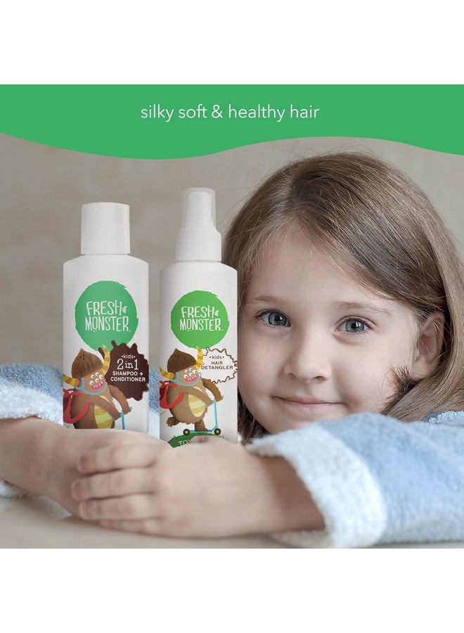 Kids Hair Detangler Spray & 2In1 Shampoo & Conditioner Combo Toxinfree Hypoallergenic & Natural Coconut (8.5 Oz Detangler & 8.5 Oz 2In1 Shampoo & Conditioner)