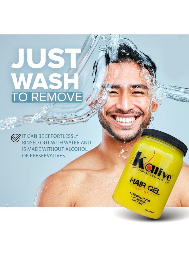 Kalive Men'S Hair Styling Gel 64 Oz Stronghold And Light Shine All Day Mens Hair Product Fresh Scent No Flaking Or Alcohol