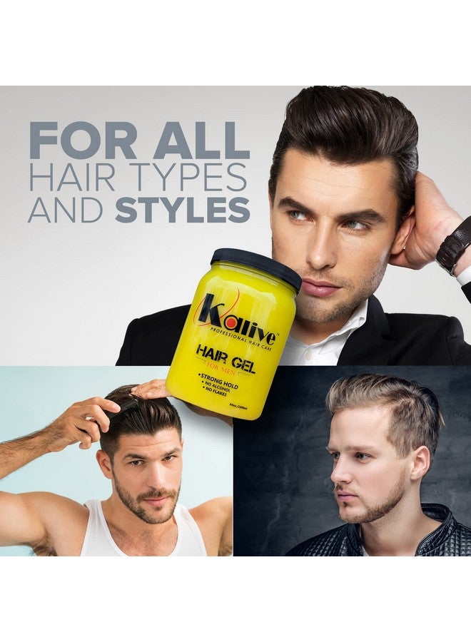 Kalive Men'S Hair Styling Gel 64 Oz Stronghold And Light Shine All Day Mens Hair Product Fresh Scent No Flaking Or Alcohol
