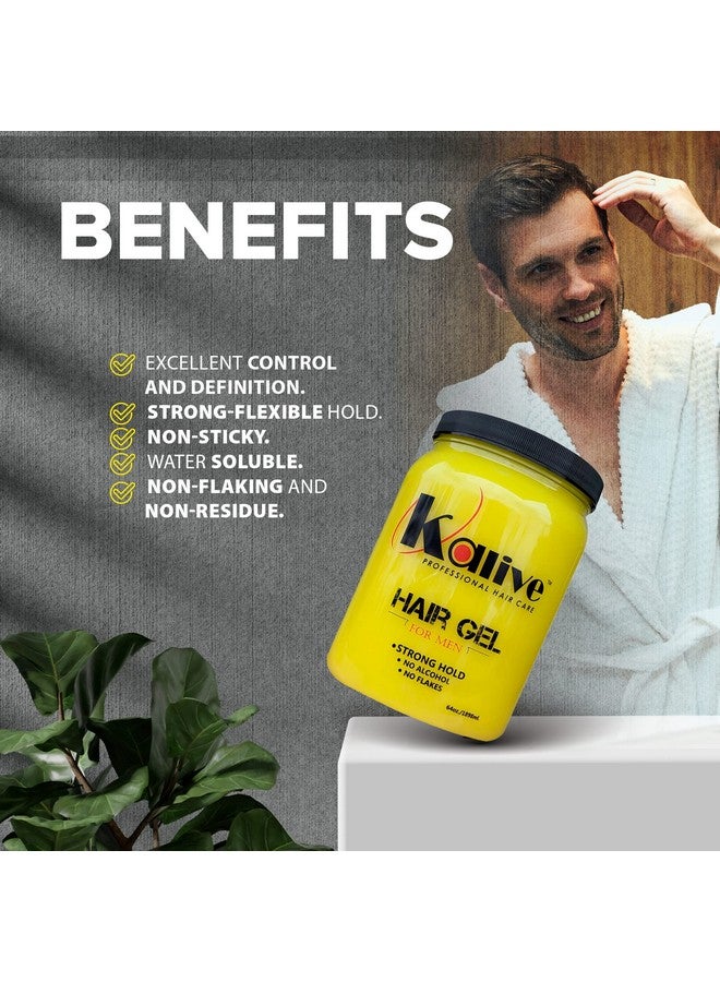Kalive Men'S Hair Styling Gel 64 Oz Stronghold And Light Shine All Day Mens Hair Product Fresh Scent No Flaking Or Alcohol