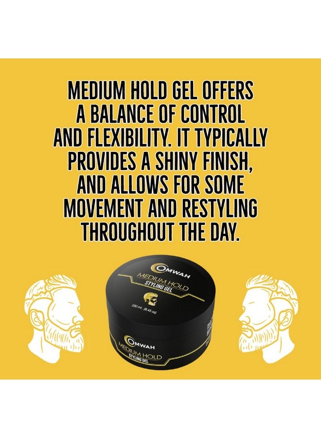 Professional Hair Styling Gel For Men Strong Hold Hair Gel For Boys With Vitamin E & Provb5 Flakefree Formula Protects Nourishes & Styles All Hair Types Effortlessly (Medium Gel)