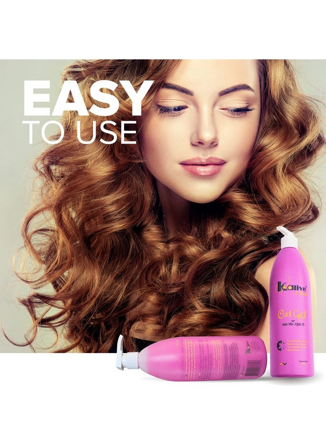 Kalive Curl Gel 16 Oz For Curly Hair. This Hair Product For Women Defines All Types Of Curls Waves And Hair Textures Natural Or Permed.