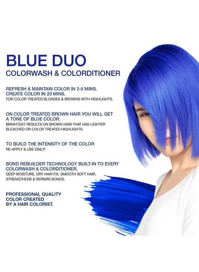 Viral Duo Color Depositing Colorwash Shampoo & Conditioner Set + Bondfix Bond Rebuilder Semi Permanent Hair Color Vegan Hair Dye Blue