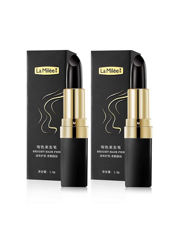 Hair Color Pencil For Roots Onetime Hair Dye Instant Gray Root Coverage Hair Color Modify Cream Stick Temporary Cover Up White Hair Colour Dye 3.8G (2 Black)